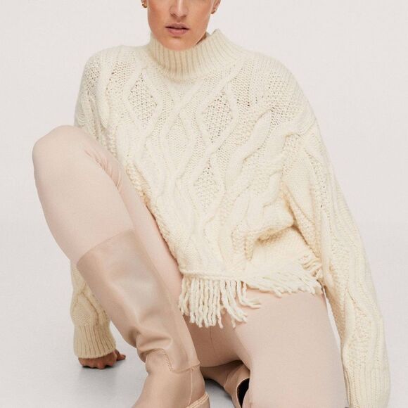 Mango Braided Fringe Sweater New - Picture 2 of 8